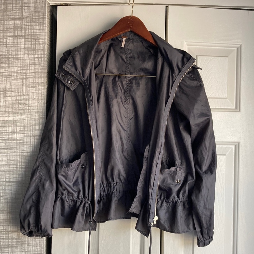 Free People gray parachute hoodie jacket